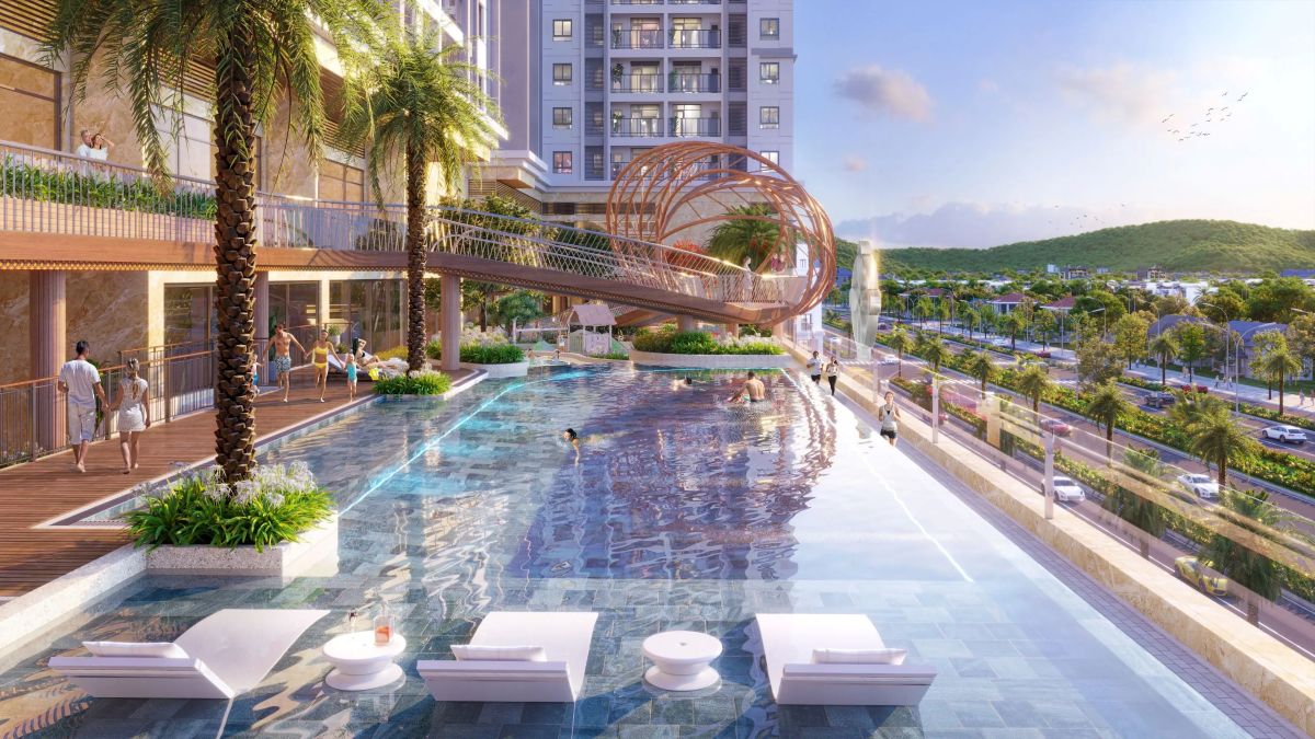 Hồ bơi vô cực tại dự án căn hộ Diamond Sky