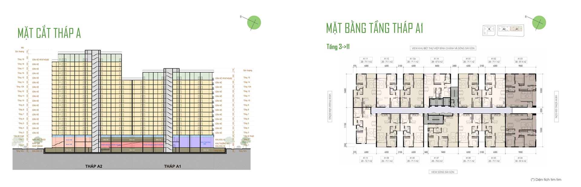 Mặt bằng Diamond Sky tháp A1