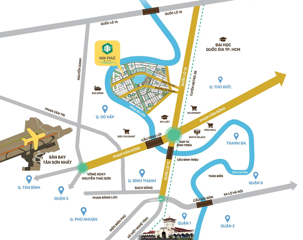 Vị trí dự án căn hộ Diamond Sky Vạn Phúc City